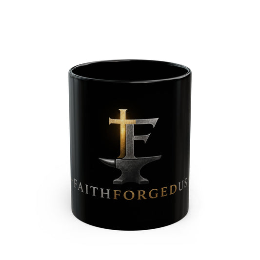 FaithForgedUs Logo Mug — Black Ceramic Coffee Cup (11oz, 15oz)
